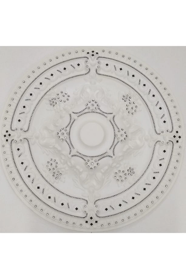 Siyah Taşlı Güneş Desenli Stropiyer Tavan Göbeği - 68 Cm