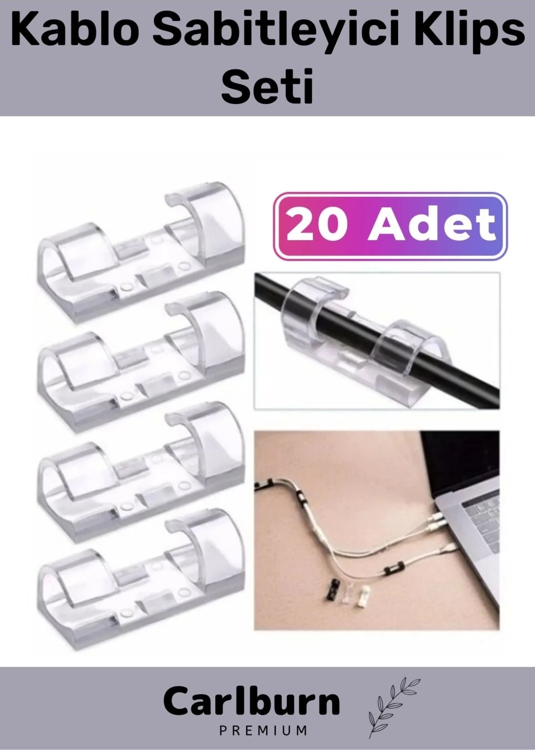 Özel Üretim Montaj Kötü Görüntü Engelleyici Iz Bırakmaz Kablo Sabitleyici Klips Seti 20 Adet