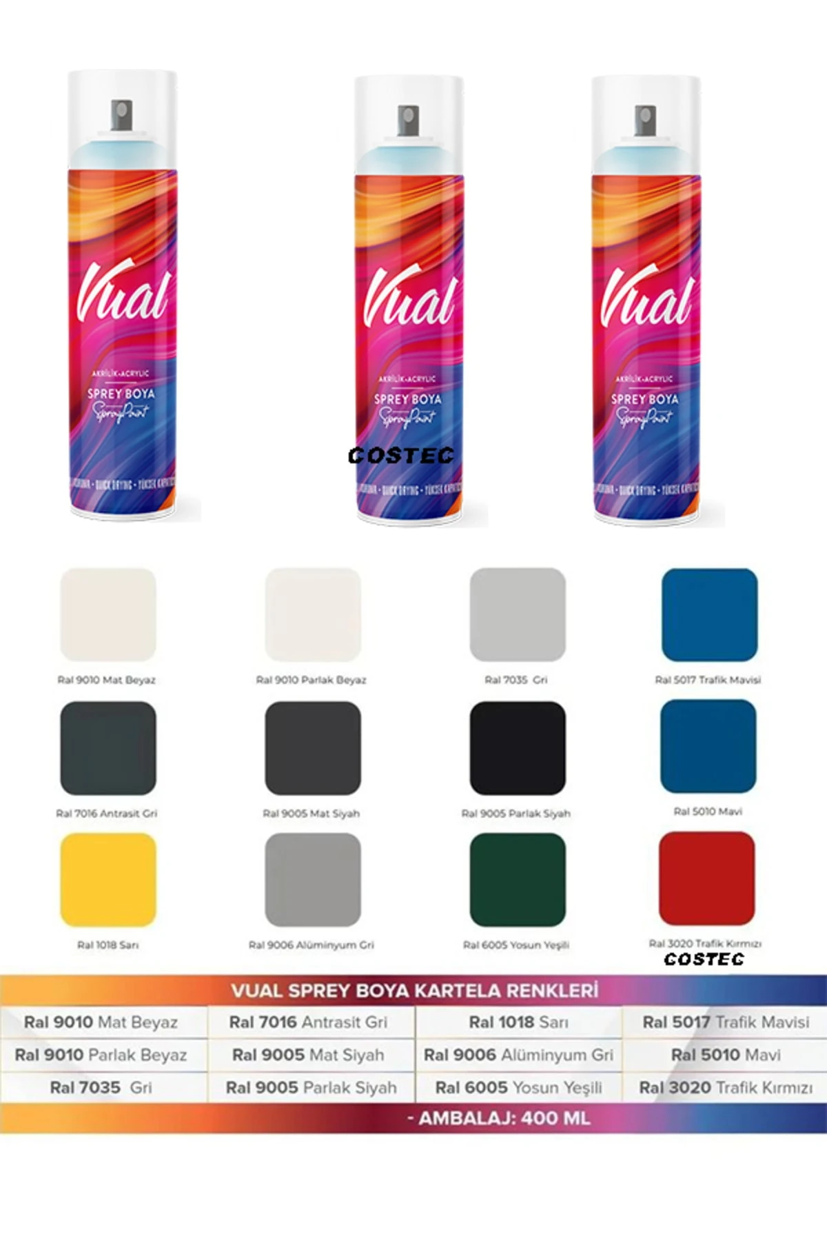 VUAL SPREY RAL 5010 Mavi PARLAK 400 ml