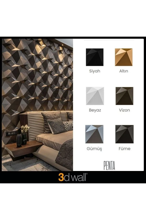 3 Boyutlu Dekoratif Duvar Paneli (1M2) (-GÜMÜŞ-)