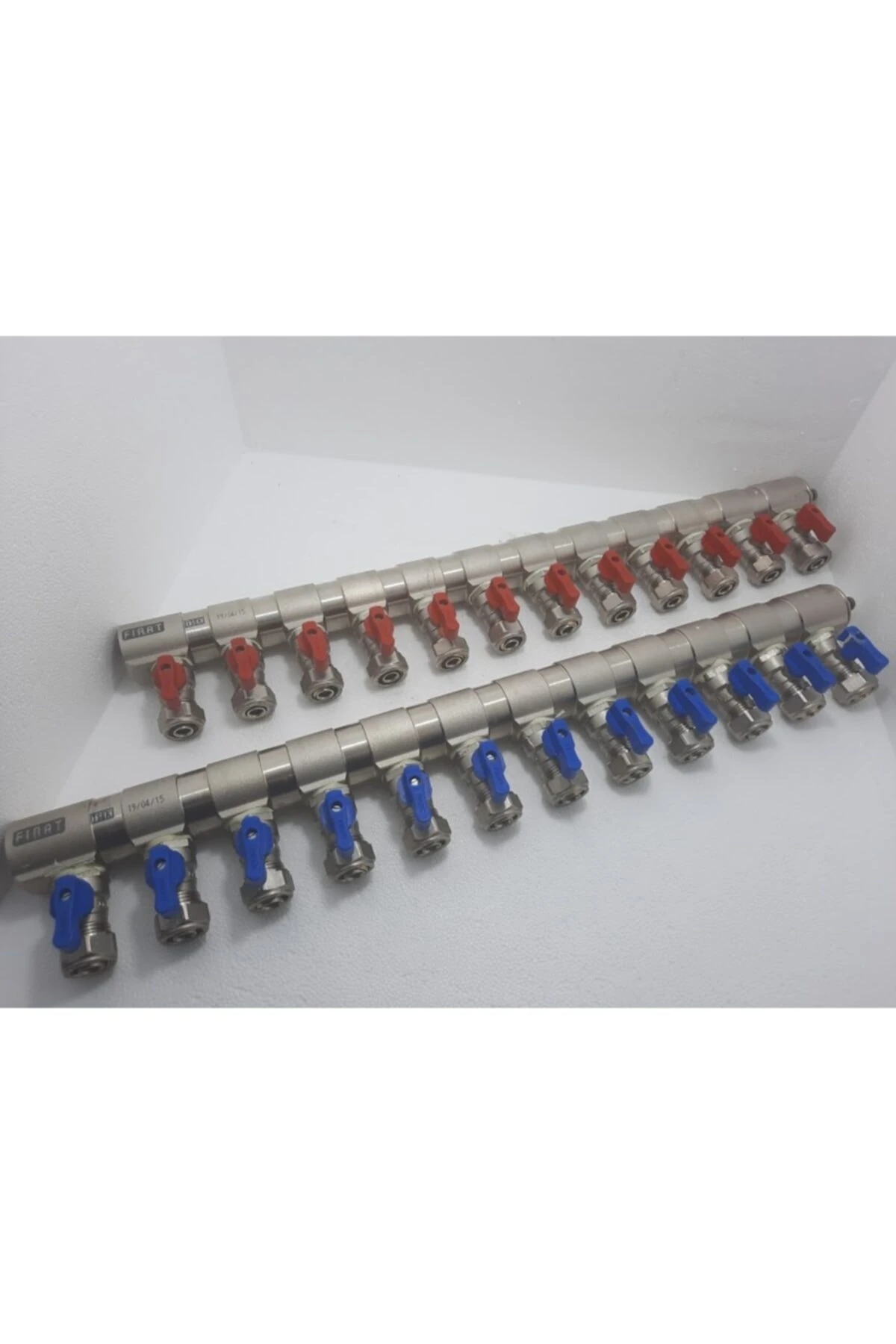 kırmızı Mavi 1"mini Küresel Vanalı 12 Çıkışlı Kollektör Takımı