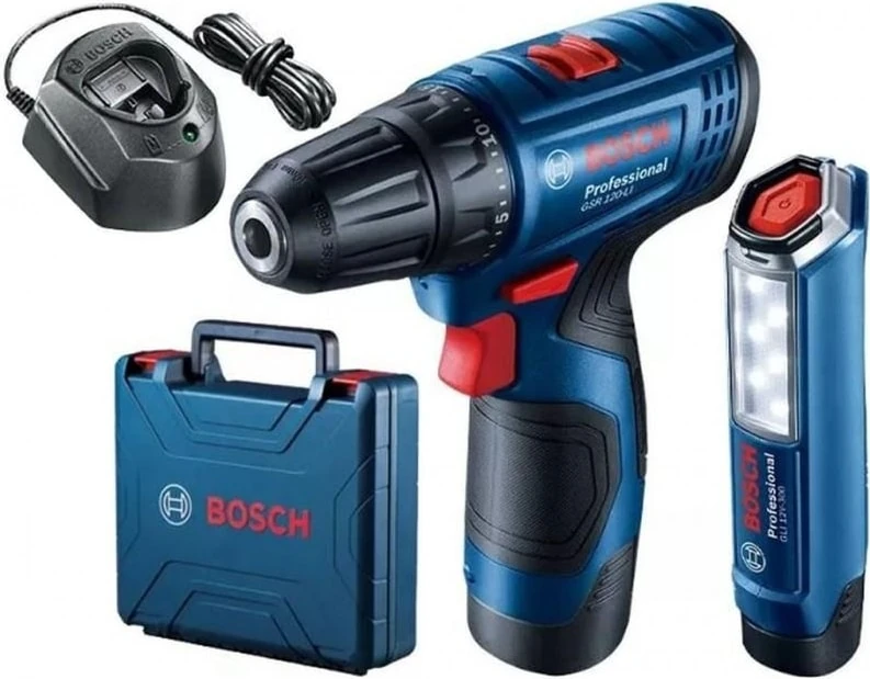 Professional GSR 120-LI 2 Ah Çift Akülü Tornavida ve GLI 12V-300 Lamba - 06019G8004