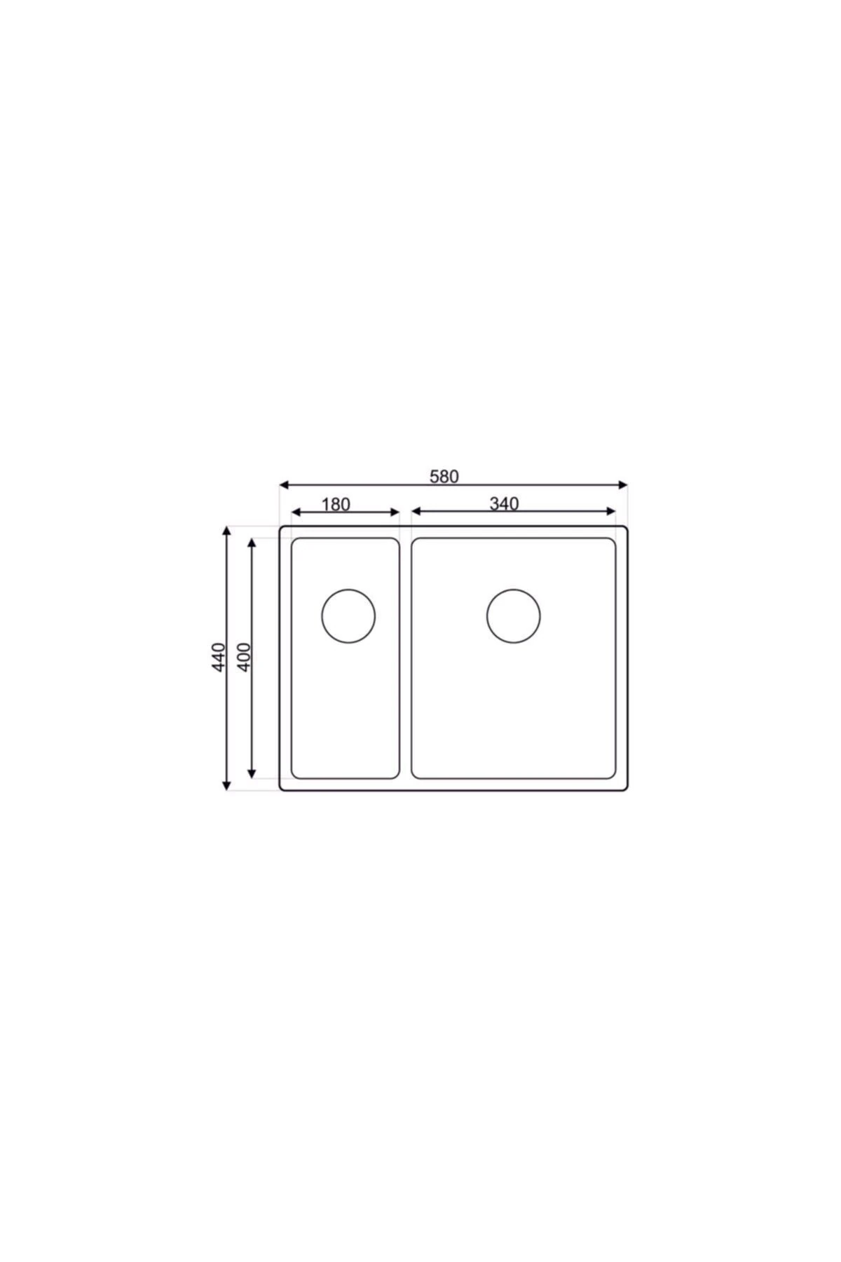 Drawn R15 Series As 368 L 44×58 Paslanmaz Çelik Mutfak Eviyesi