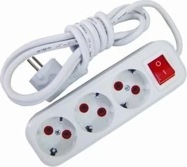 3 Metre Kablolu Anahtarlı 3 Lü Topraklı Grup Priz