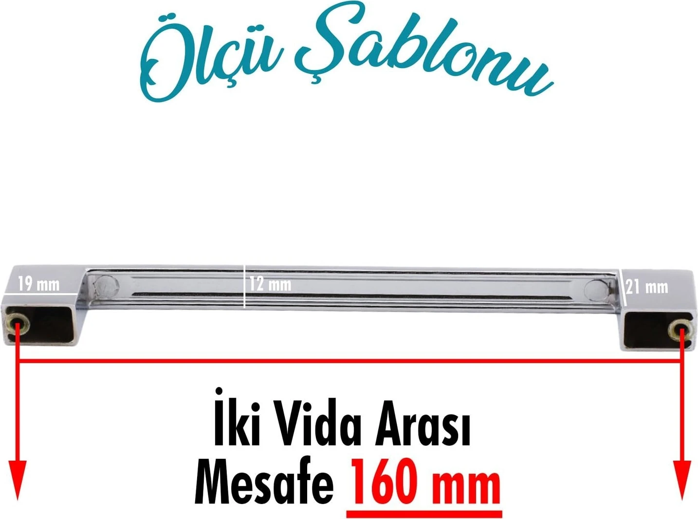 (10 ADET) Gölcük Düz Krom 160 mm Mobilya Mutfak Dolap Çekmece Dolabı Kapak Metal Kulpu Kulbu Kulpları