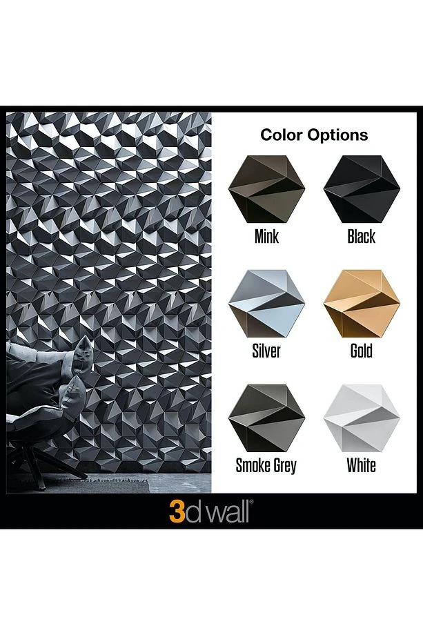 3 Boyutlu Dekoratif Duvar Paneli (-SİYAH-) (1M2)