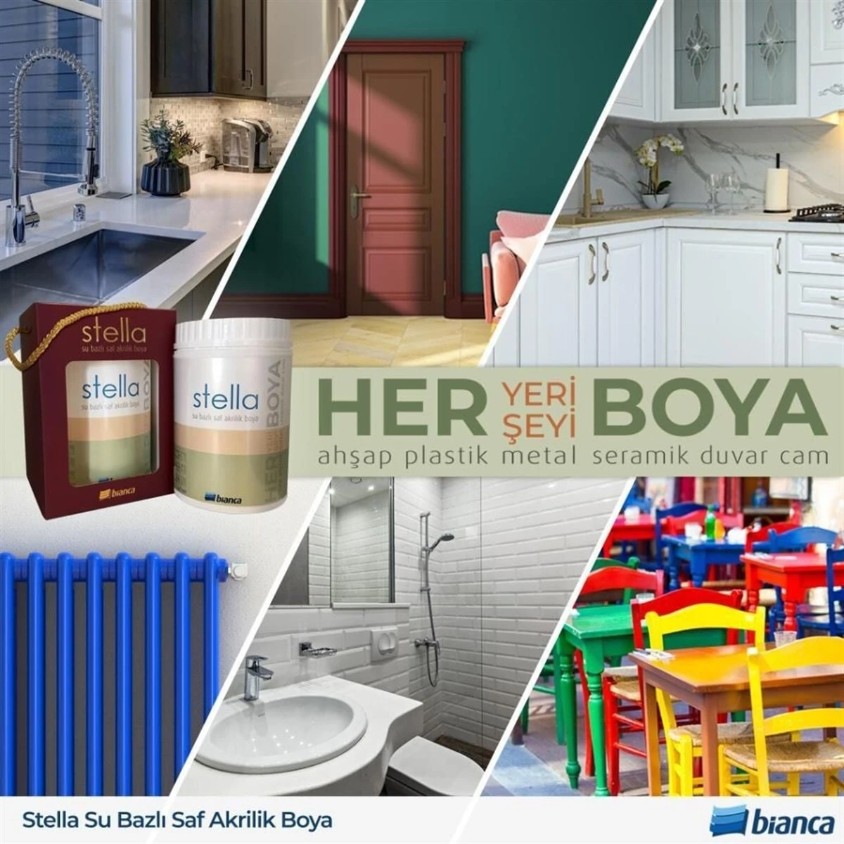 Stella Su Bazlı Saf Akrilik Boya 1lt 1055 Mıstık Beyaz