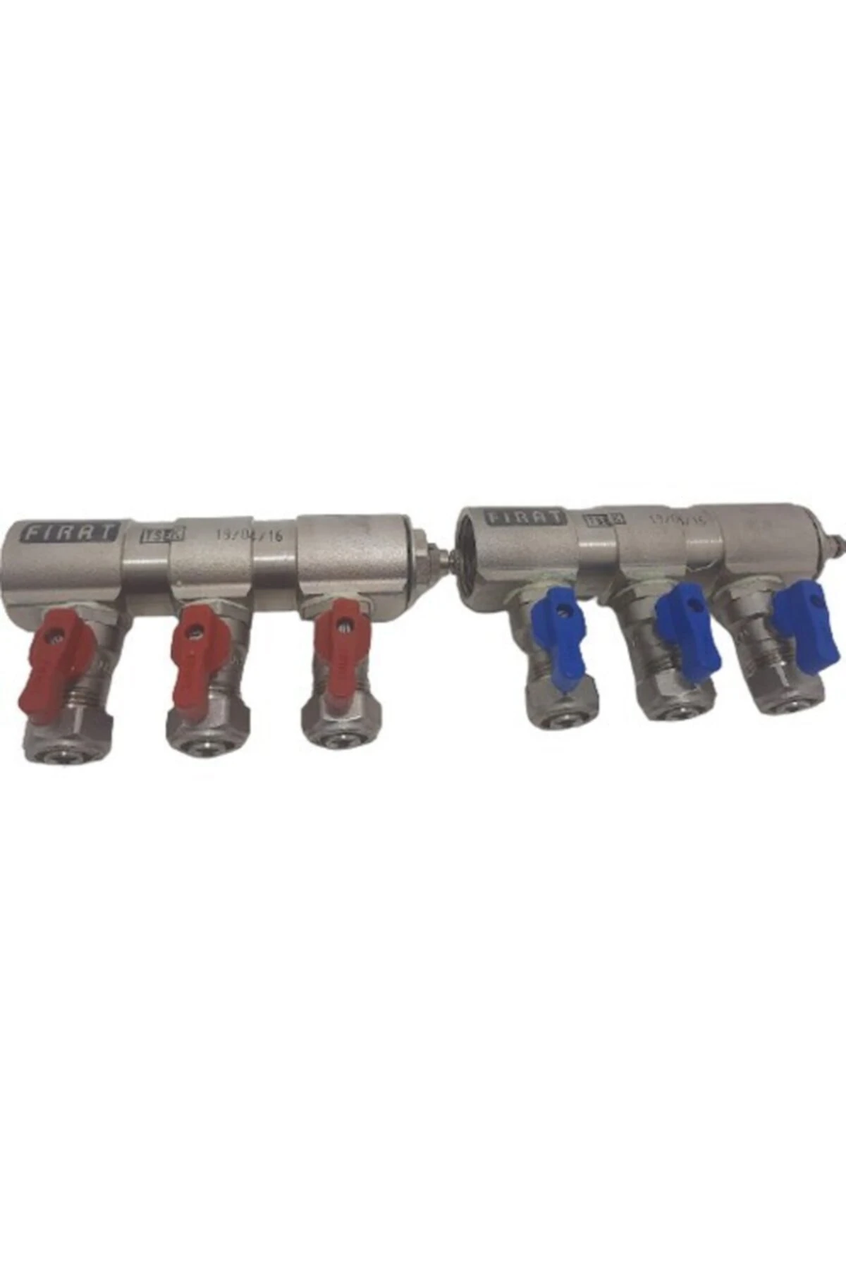 1'' Mini Küresel Vanalı Kollektör (kırmızı-mavi) 3 Çıkışlı 1 Takım