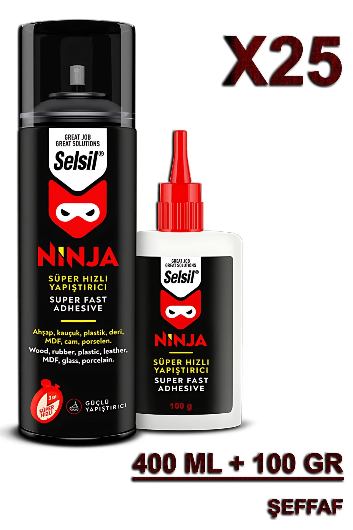 Ninja Hızlı Yapıştırıcı 400 ML+100 Gr (25 Adet)