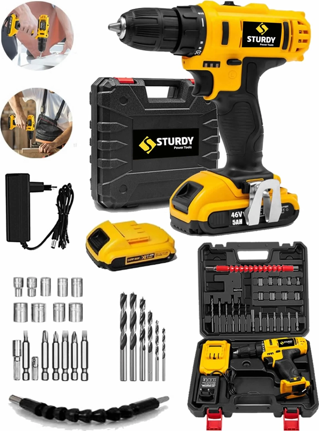 46 V 5 Ah Li-On X-Torq Metal Şanzıman Darbesiz Matkap 27 Parça Prof Usta Seti Hediyeli