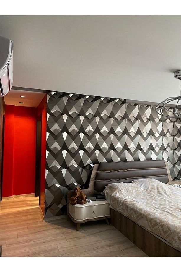 3 Boyutlu Dekoratif Duvar Paneli (1M2) (-GÜMÜŞ-)