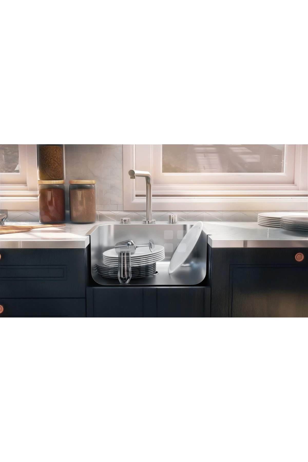 Paslanmaz Çelik Mutfak Eviyesi. Tezgah Altı, Sifonlu, 40×45 CM