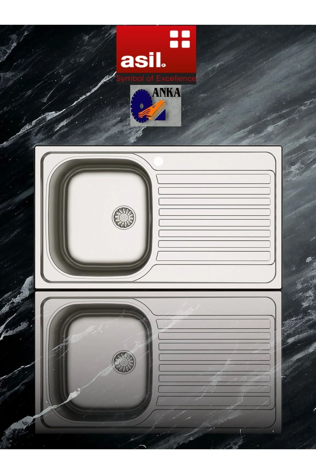 Inset Series As 89 50×86 Mikro Keten Dokulu Sağ Damlalıklı Paslanmaz Çelik Eviye (SİFON DAHİL)