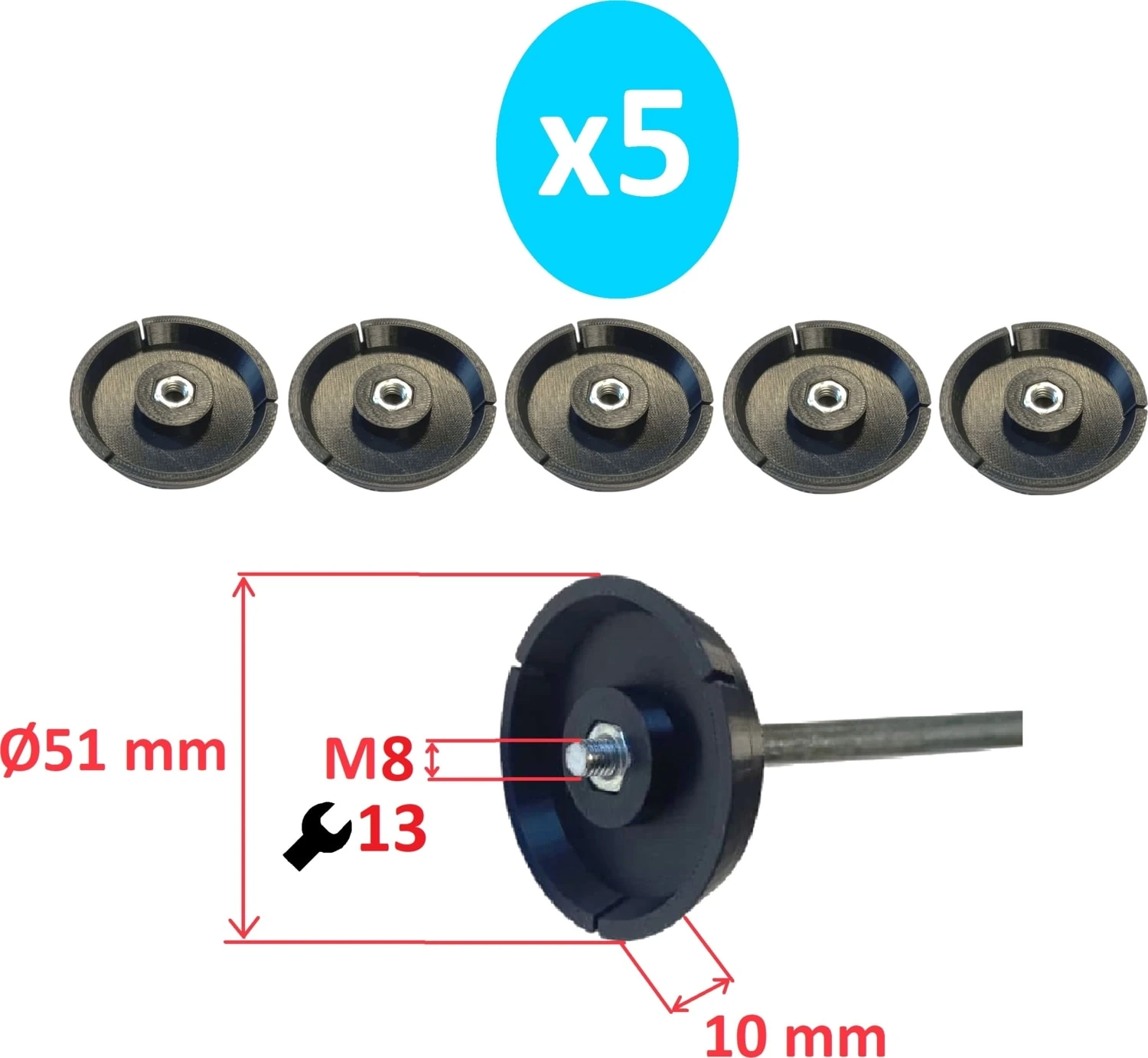 Sosis Silikon Tabancası Itici Yedek Parça M8 - 5 Adet