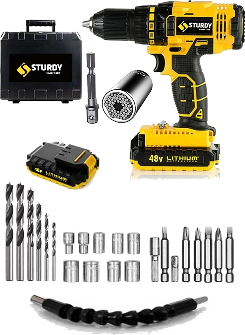 48V5AH Express Sanzumanlı Soketli Lıon Matkap 27 Parca Setli