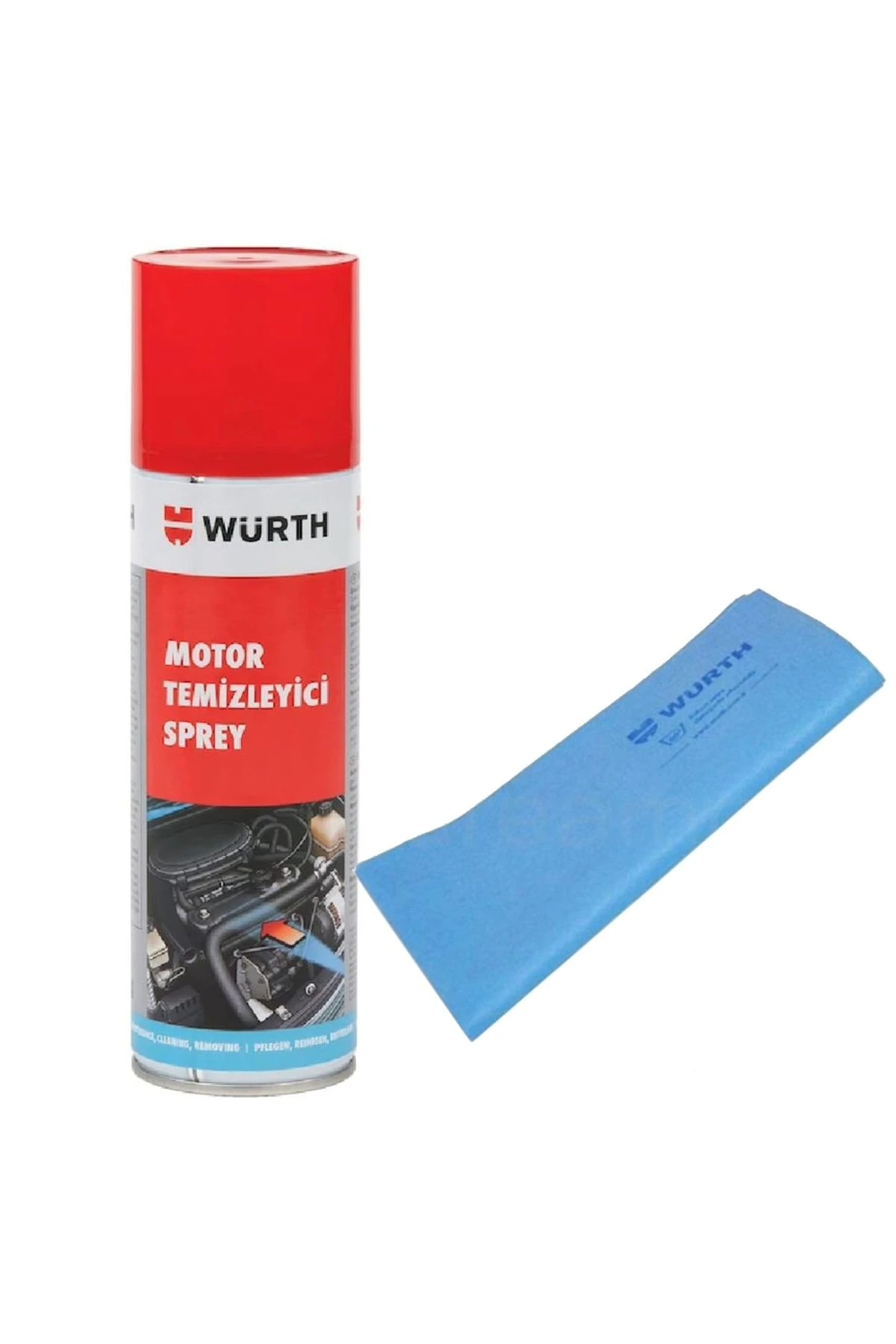 Motor Temizleyici Sprey 500 ml + Güderi Bez Mavi 130 gr