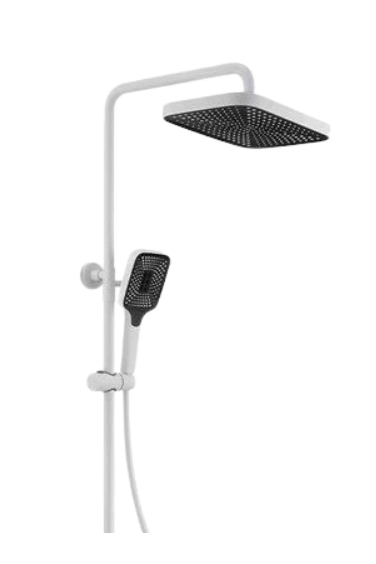 Lüks Piyano Duş Seti | Beyaz Modern Tasarım, Spiral El Duşu + Tepe Duş + Jet Fonksiyonlu Tuş Panel