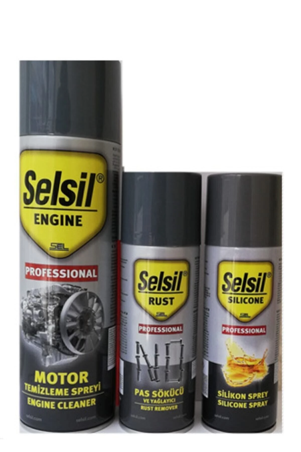 Motor Temizleme Spreyi 500 ml Pas Sökücü 200 ml  Silikon Sprey 200 ml