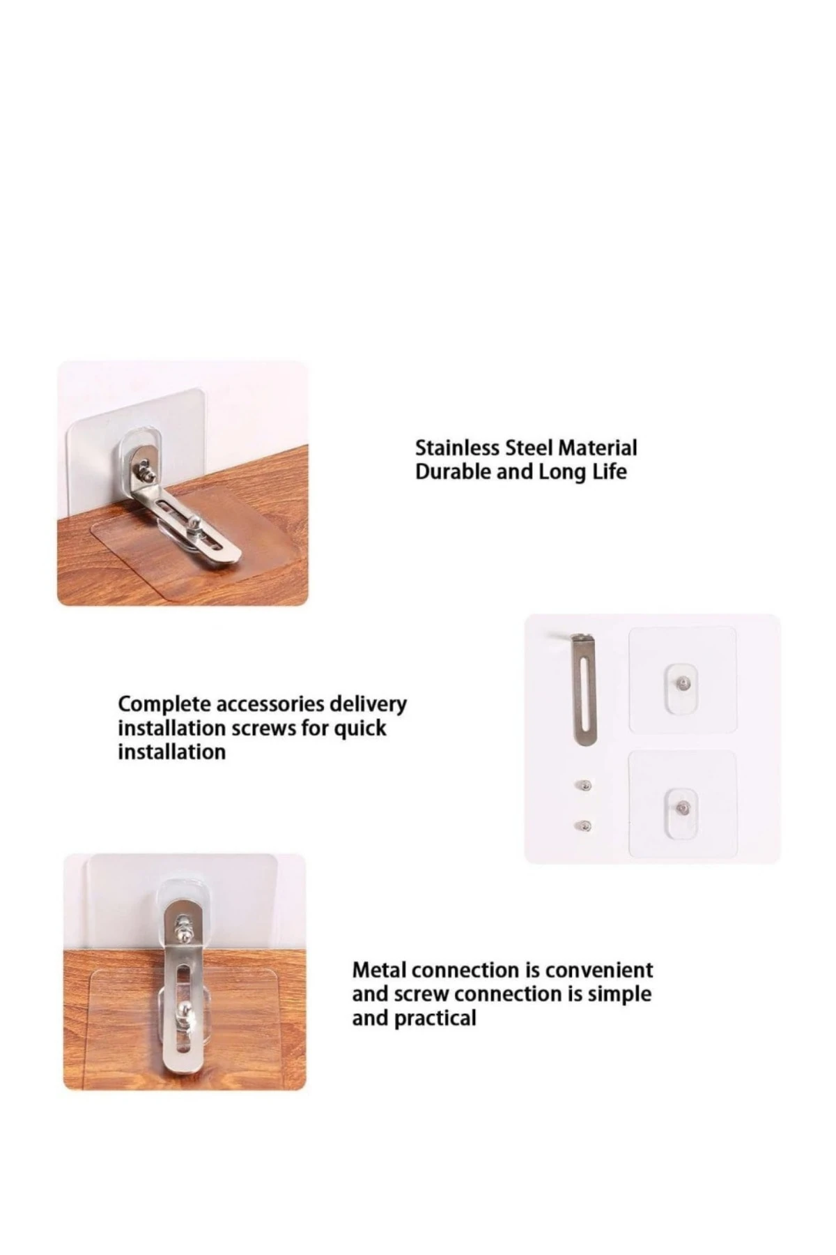 2 Adet Kendinden Güçlü Yapışkanlı Mobilya Duvara Sabitleme Aparatı | Deprem Çocuk Koruma Aparatı