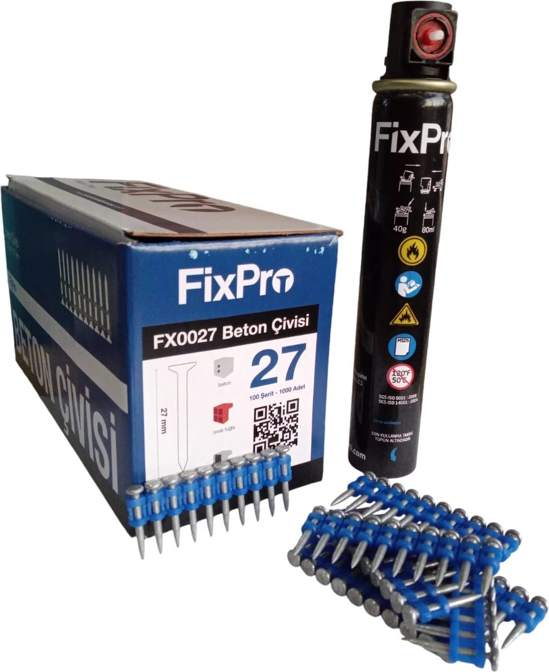 27 mm Beton Çivi 1 Kutu 1000 Adet Çivi (Gaz Dahil)