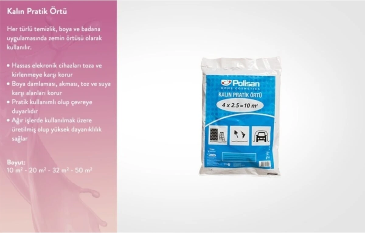 Saten Kalın Pratik Örtü 20 M2 (Koruma Örtüsü)