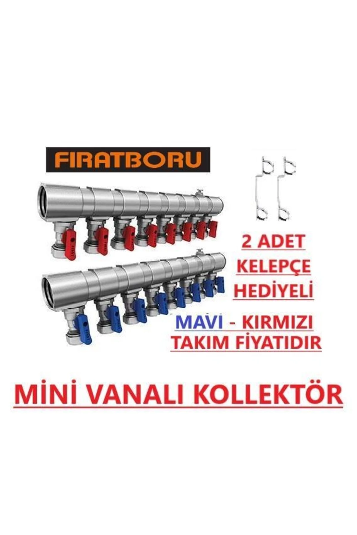 1" Kollektör Mini Vanali Takım Mavi-kırmızı (ağız Seç) 7 Ağız