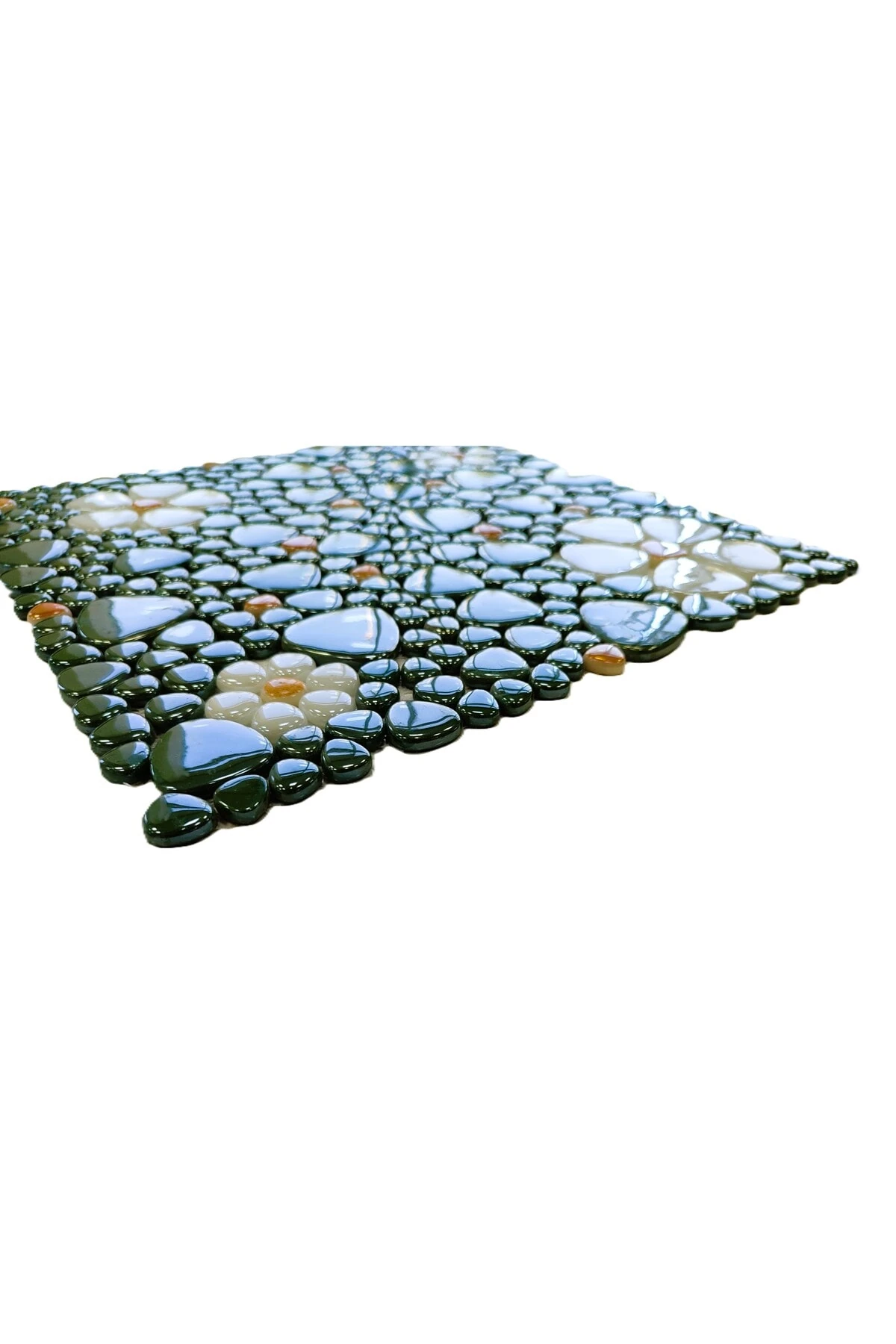 Mutfak, Banyo, Havuz, ve tüm yüzeyler için Çiçek desenli Cam Mozaik (5 File=0.5m2 Fiyatıdır)