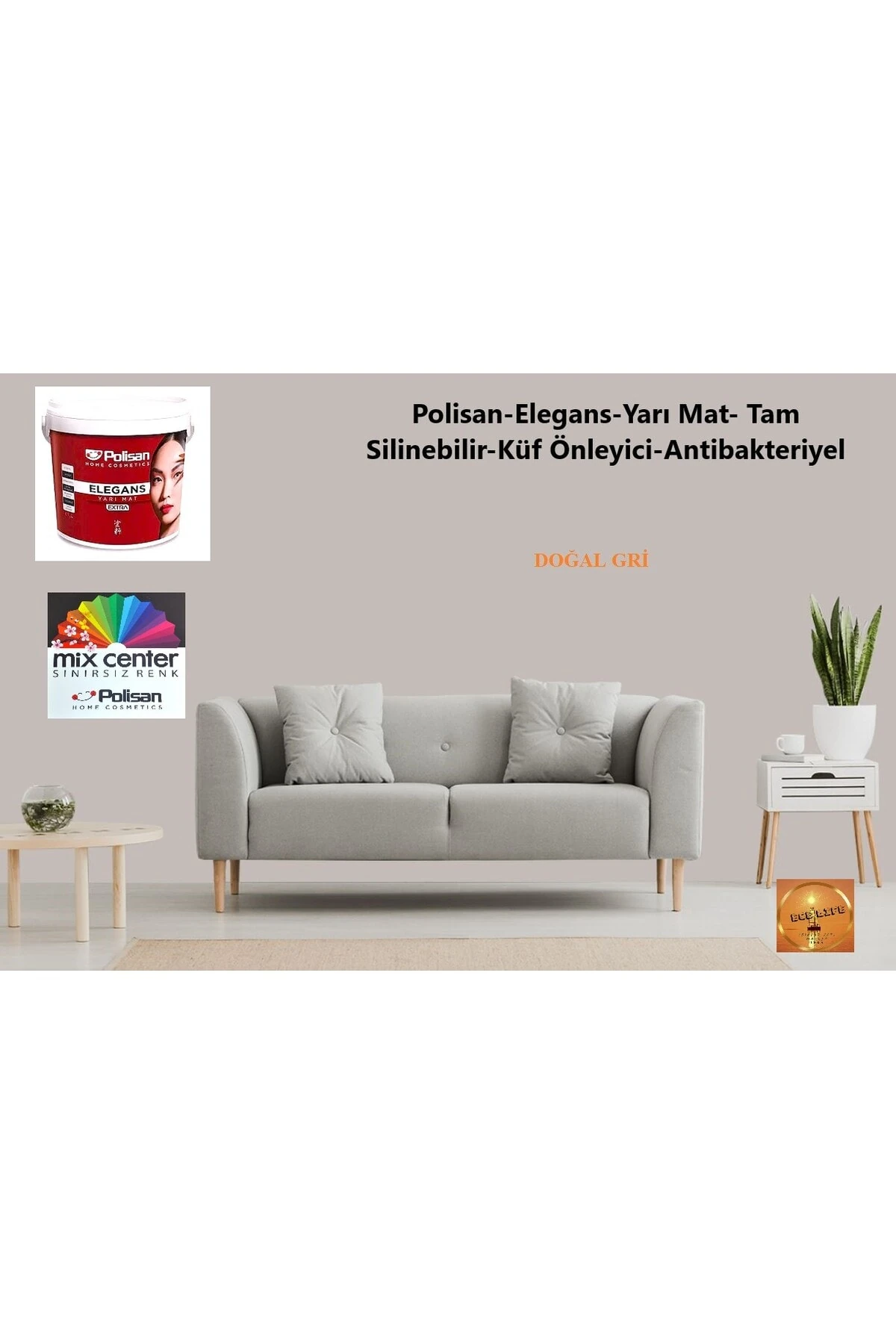 -elegans-küf Önleyici-tam Silinebilir-anti Bakteriyel-iç Cephe Duvar Boyası-ci-6203-doğal Gri