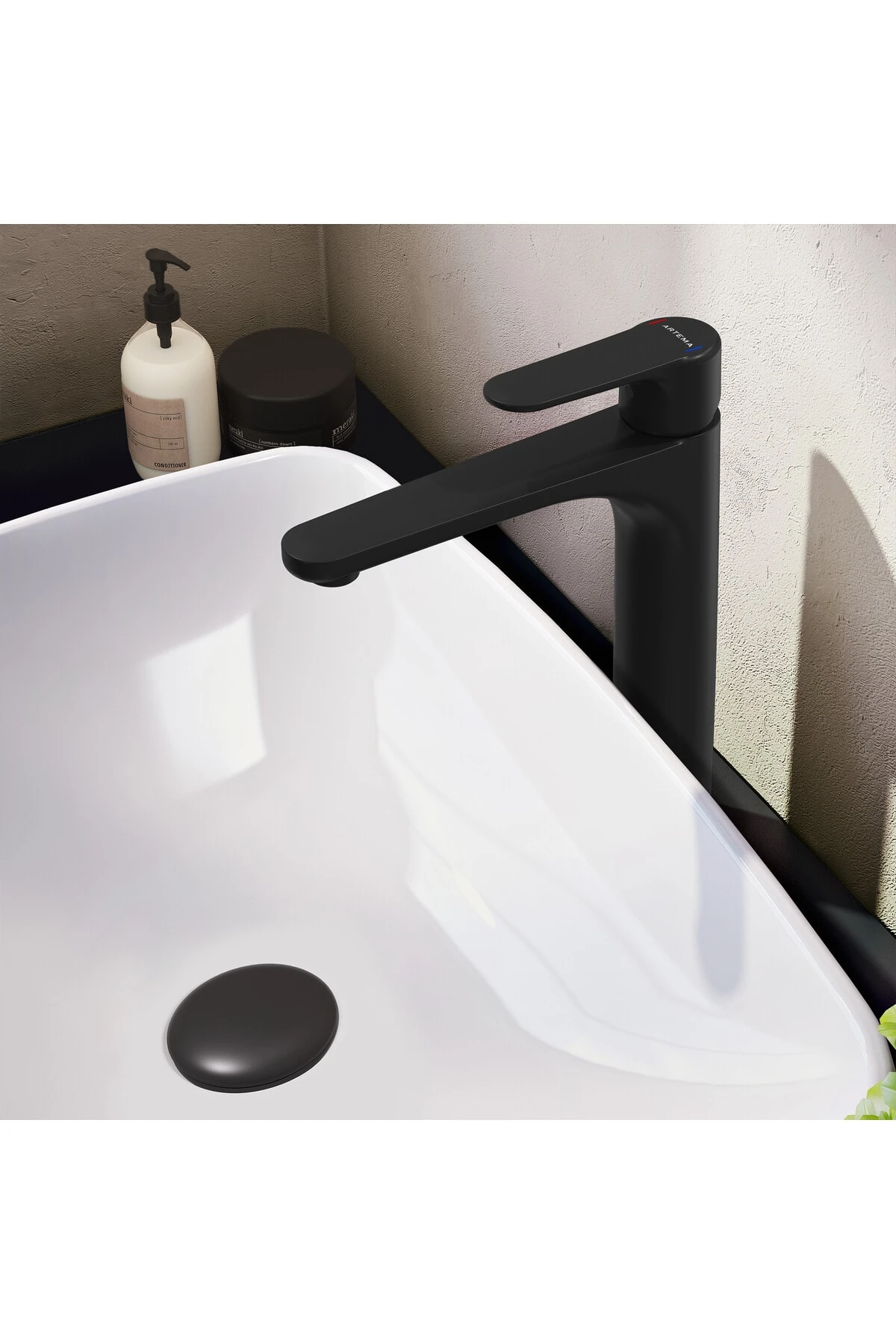 Artema Root Round A4270736 Çanak Lavabo Bataryası, Mat Siyah