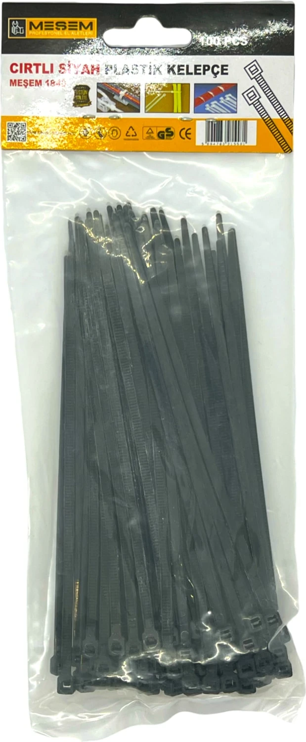 | Kablo Bağı, 100'LÜ Paket Plastik Kelepçe [3.6 Mm, 250 Mm, Siyah]