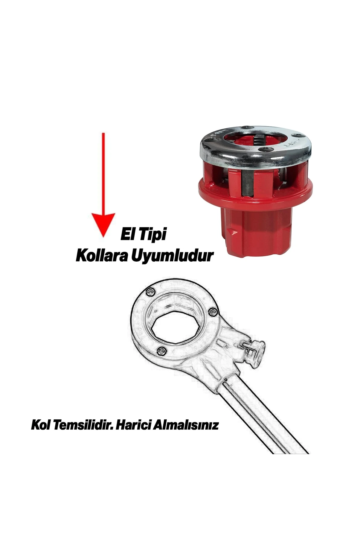 (1 Adet) Manuel Diş Açma Pafta Kafası 1" Dahili Kesici Diş Açma Bıçaklı Boru Paftası 1/2" Maksimum