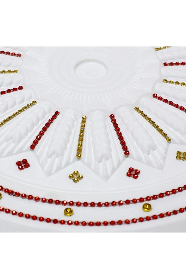 Buğday Desenli Stropiyer Sarı Kırmızı Taşlı Tavan Lamba Göbeği 40 Cm