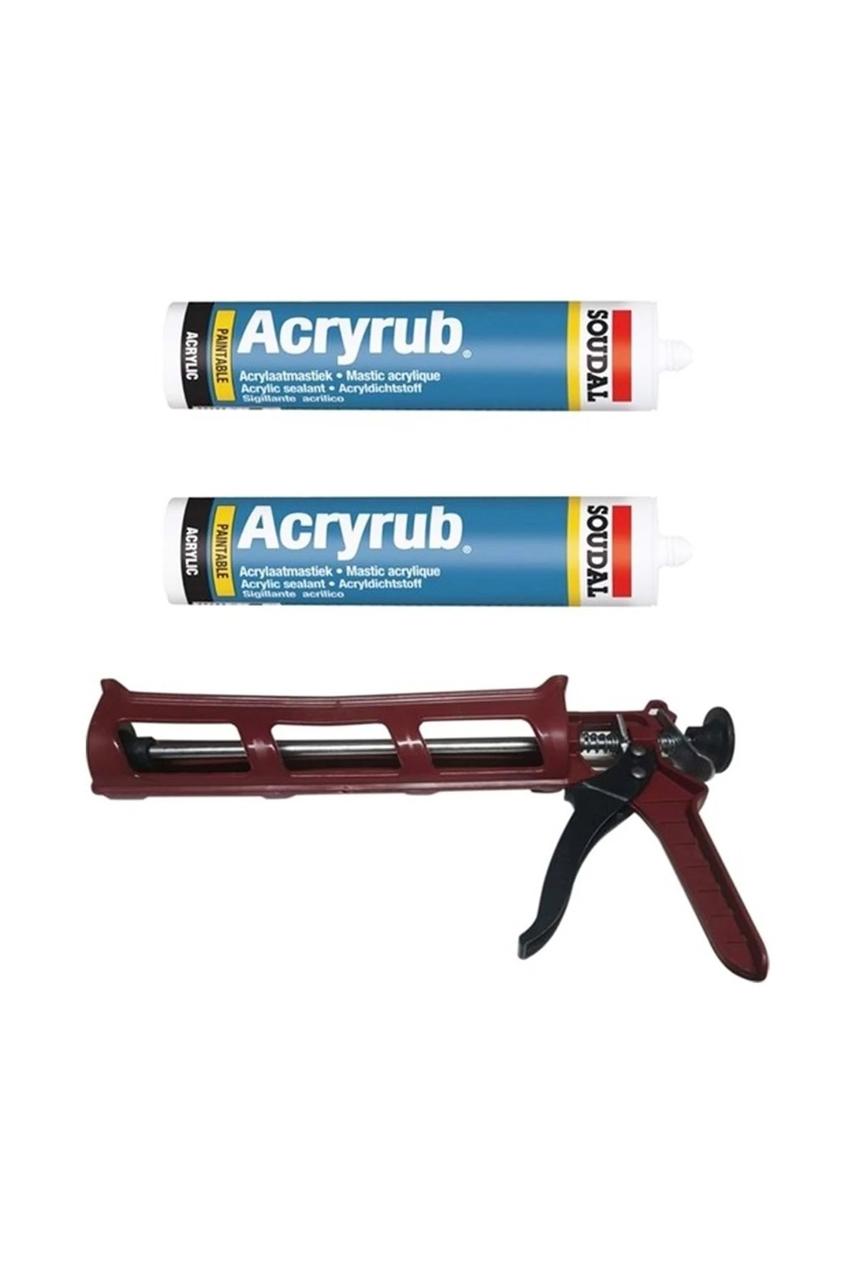 2 Adet Acryrub Silikonize Beyaz Mastik 500 Gr Ve Tabancası