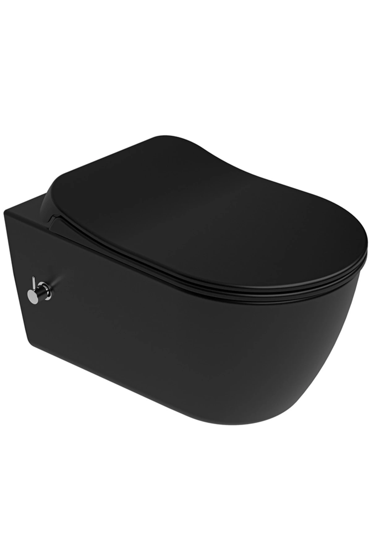 Dove 2.0 Kanalsız Asma Klozet Termal Musluk Entegreli + Ultra Slim Yavaş Kapak (Mat Siyah)