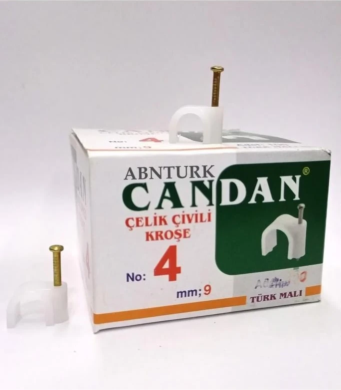 50 Adet Paslanmaz Çelik Beton Çivili 4 No 9mm Kroşe Ensağlıklı Sağlam Kablo Montajı Yarım Kutu Fiyat