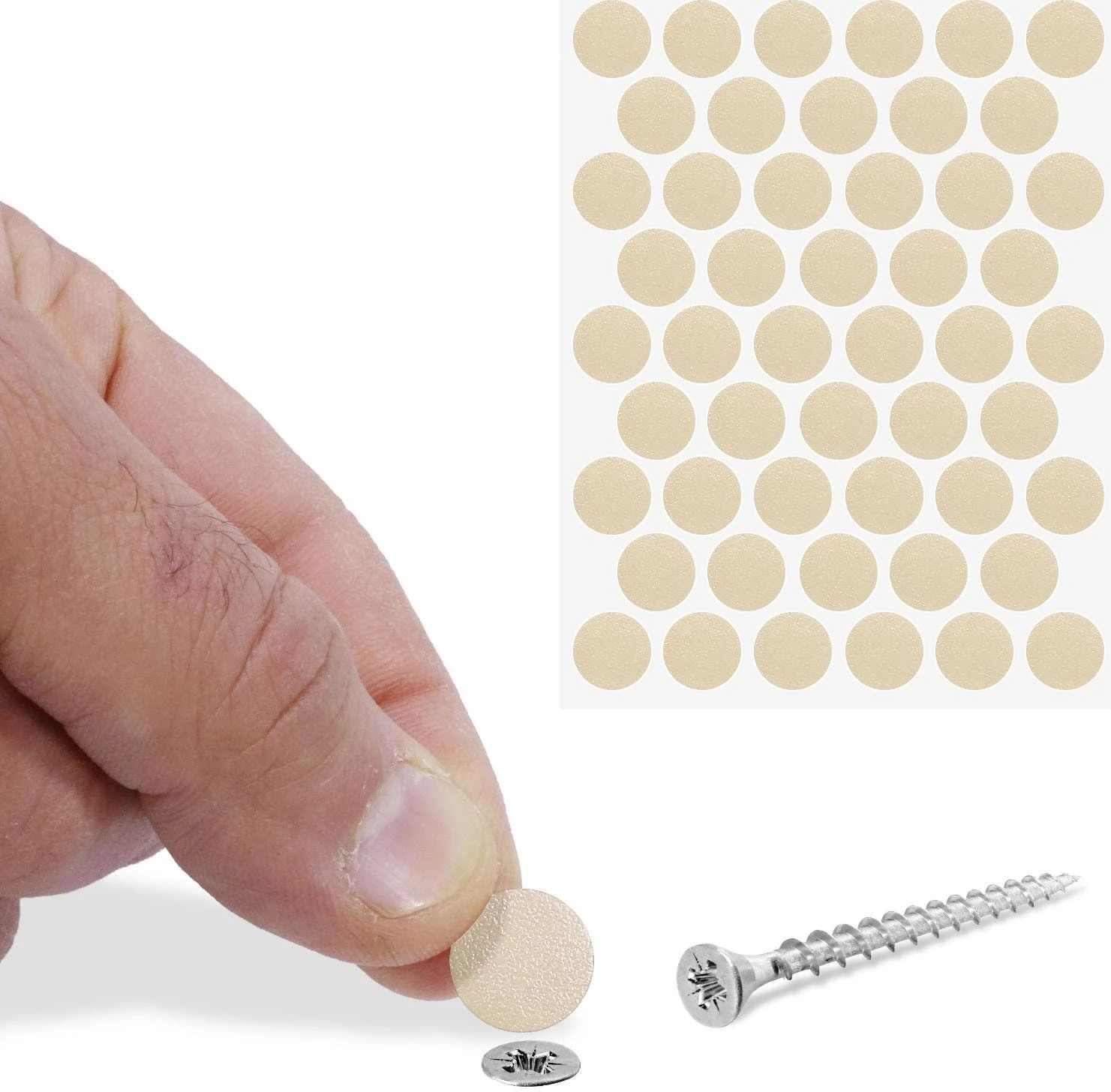 (100 Adet) Yapışkanlı Vida Tapası Tıpası Krem Vida Kapatıcı Kapağı