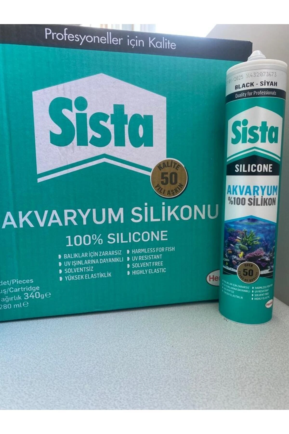 20'li Koli Sista Akvaryum Silikon Siyah 280 ml