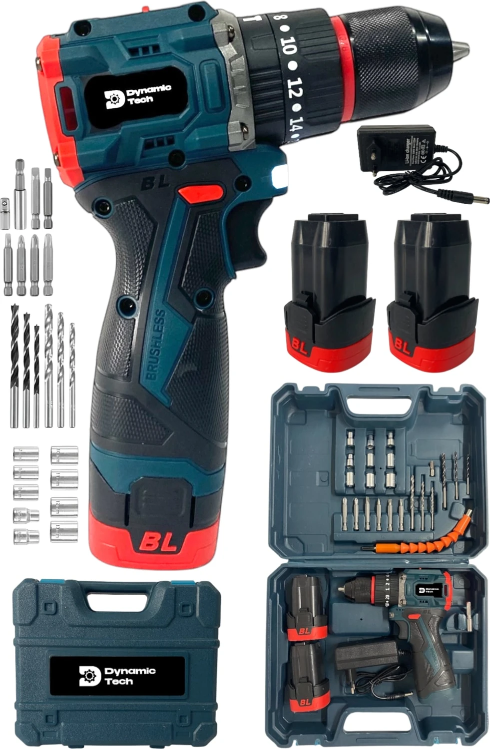 Kömürsüz Darbeli Şarjlı Matkap Lion Armut Batarya Metal Şanzıman Çift Akülü Vidalama Setli