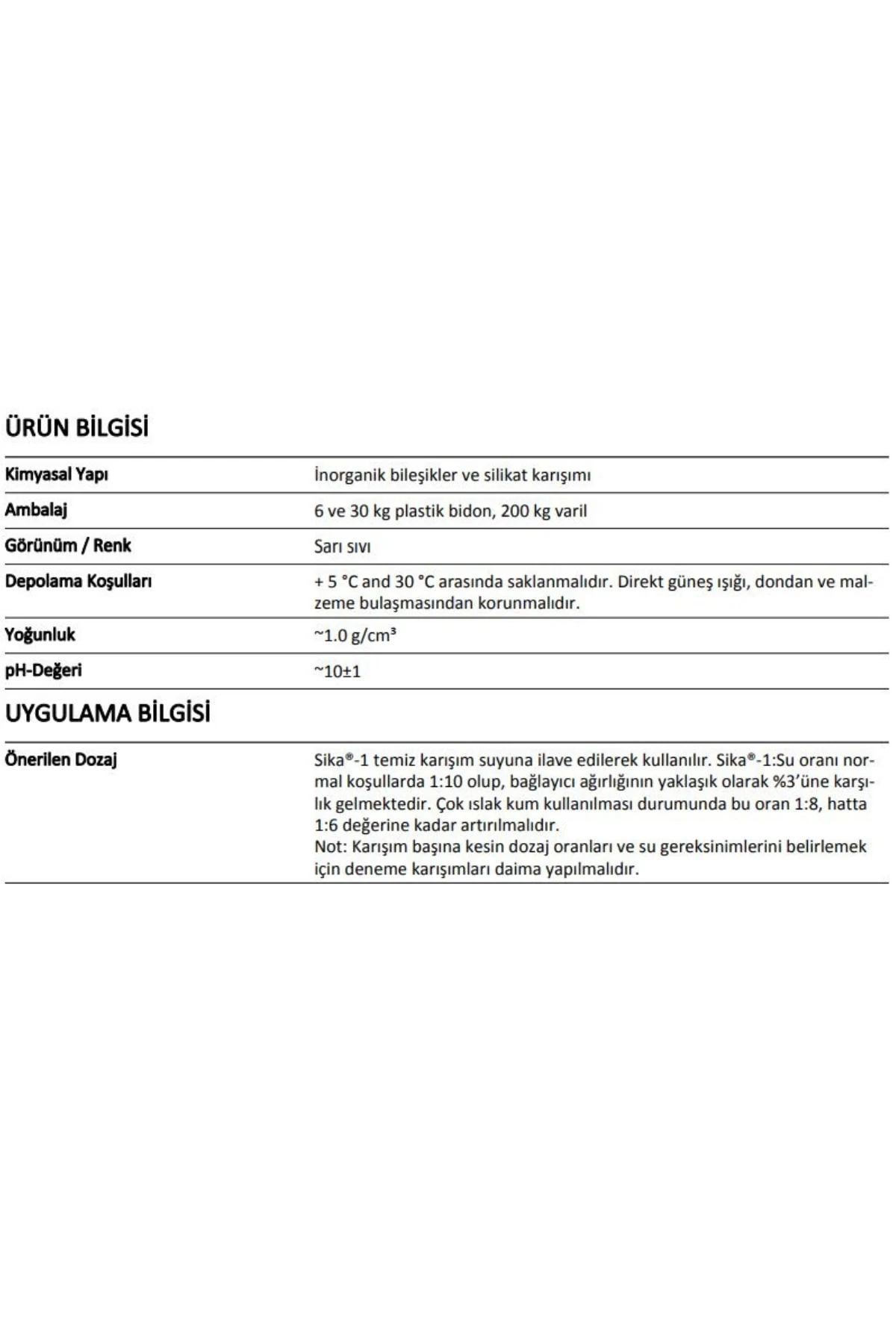 1 ( 30 Litre ) (SU GEÇİRİMSİZLİK KATKISI)