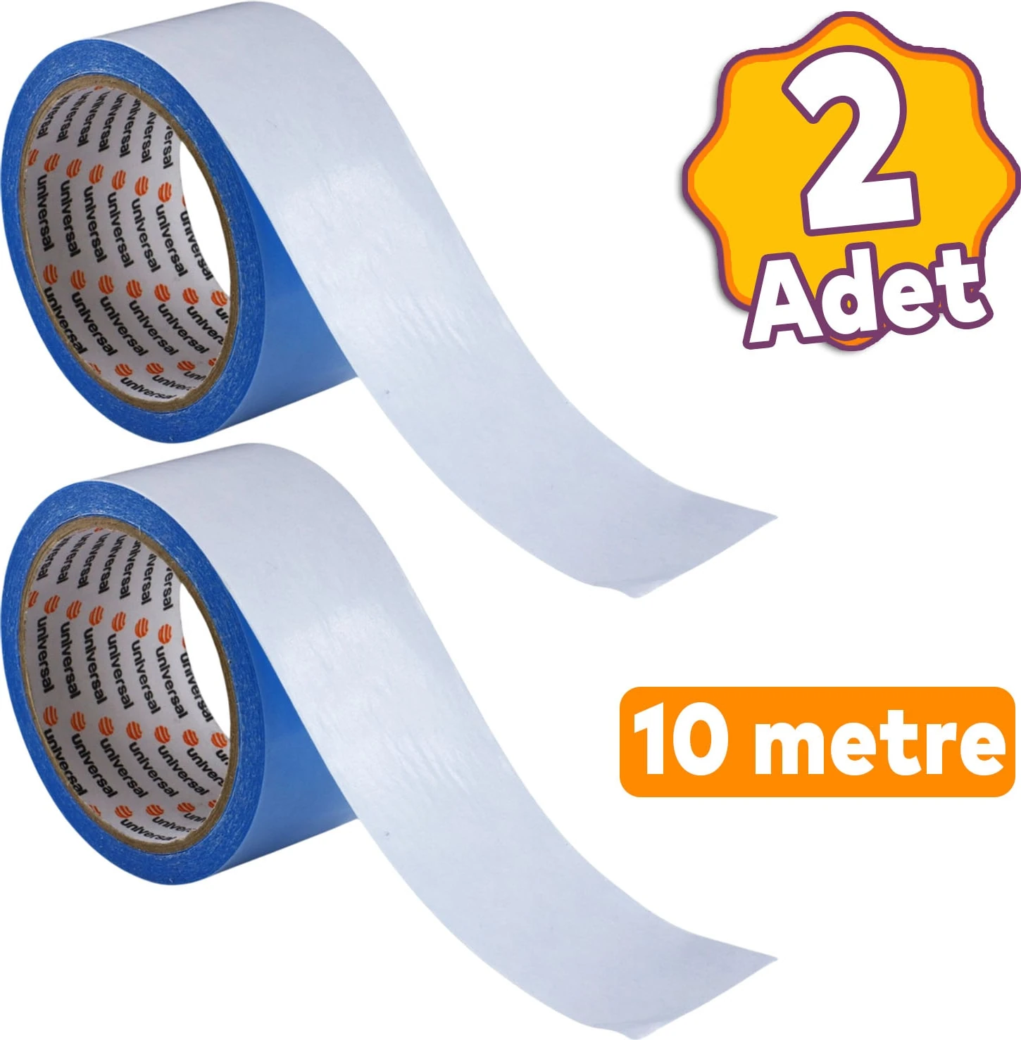 (2 Adet) Kaydırmaz Kaymaz Çift Taraflı Yapıştırma Sabitleme Kilim Halı Bandı 50 mm x 10 mt Bant