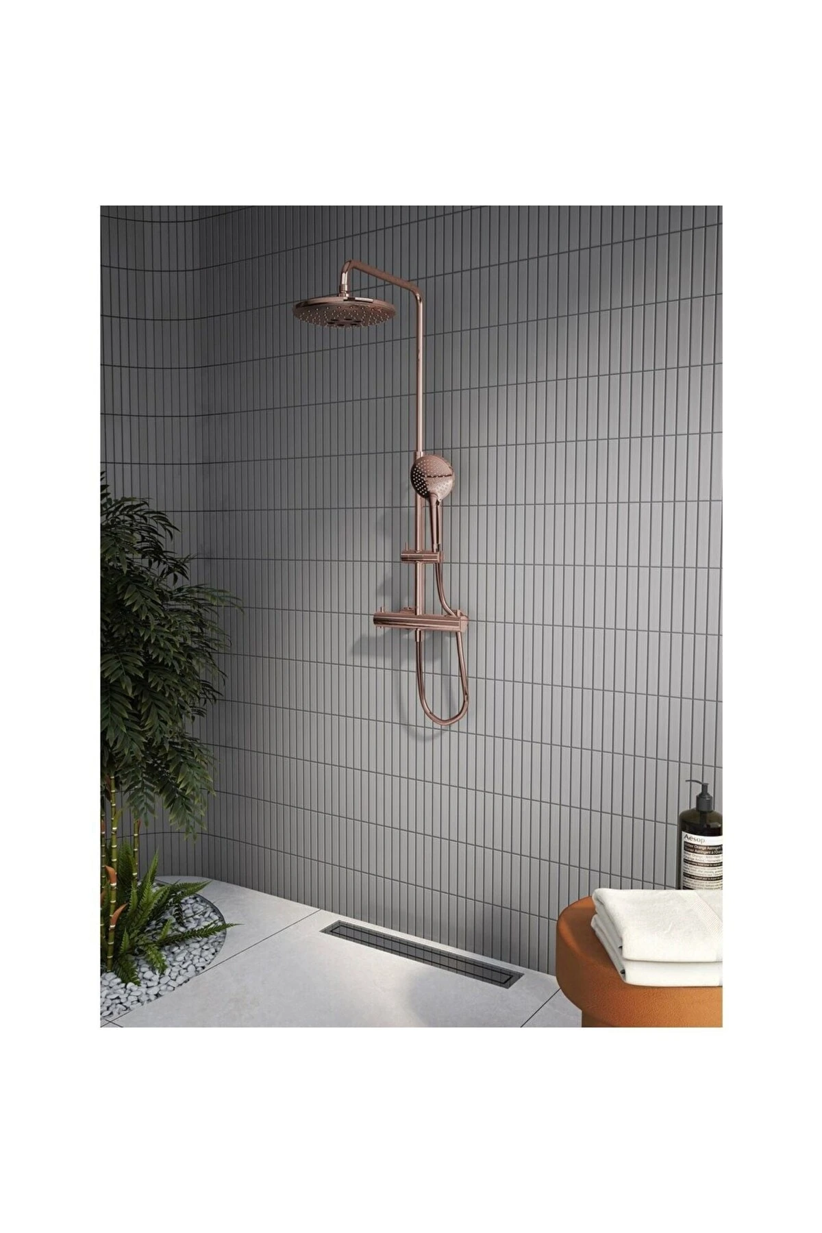 Aquaheat Bliss 240 A4720526 2f Termostatik Duş Sistemi, Bakır