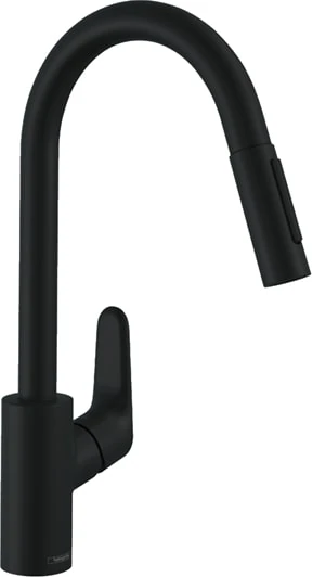 Focus Tek Kollu Evye Bataryası Spiralli Satin Siyah