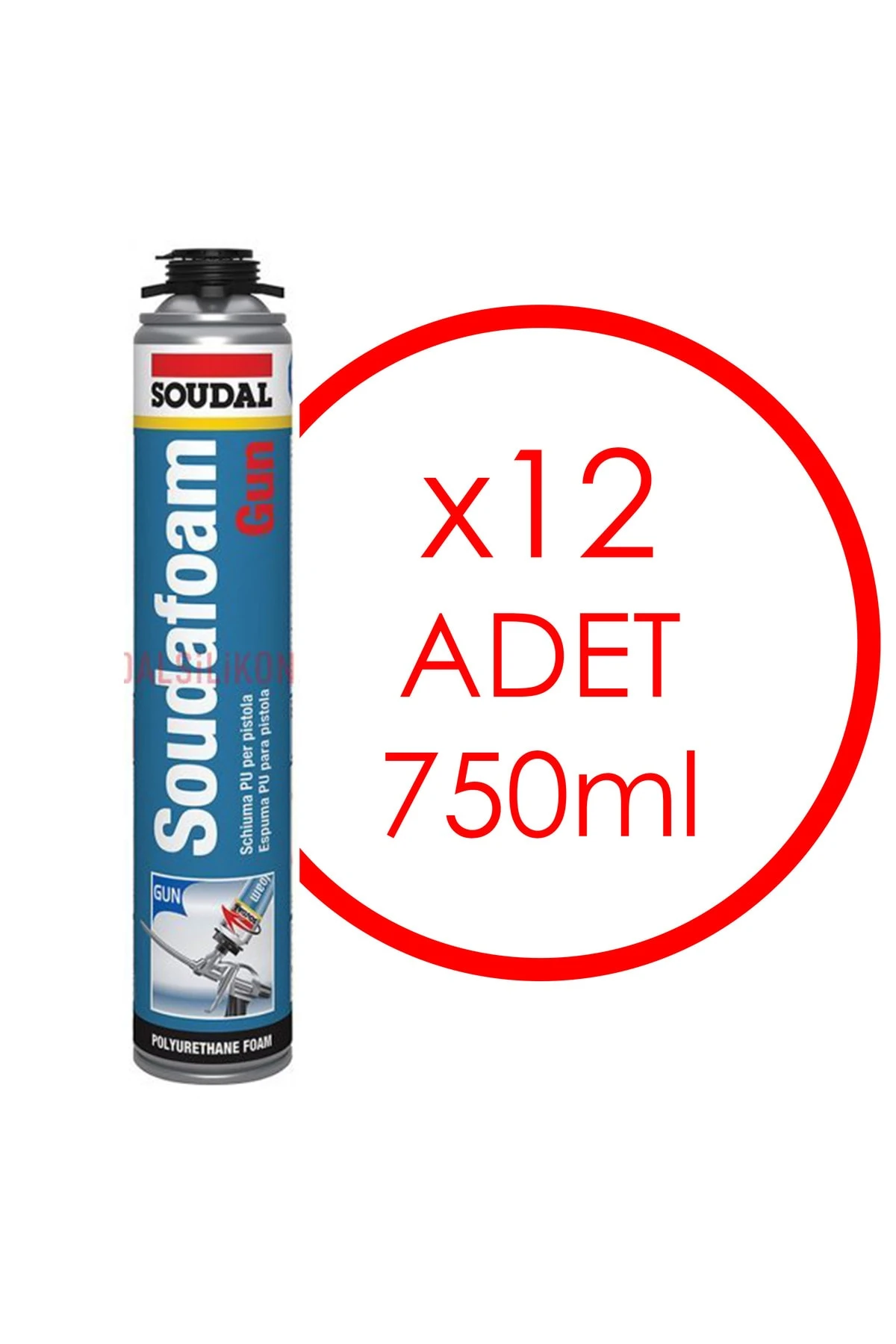 12 ADET SOUDAL SOUDAFOAM GUN TABANCALI KULLANILAN KÖPÜK 750ML 850GR 147081