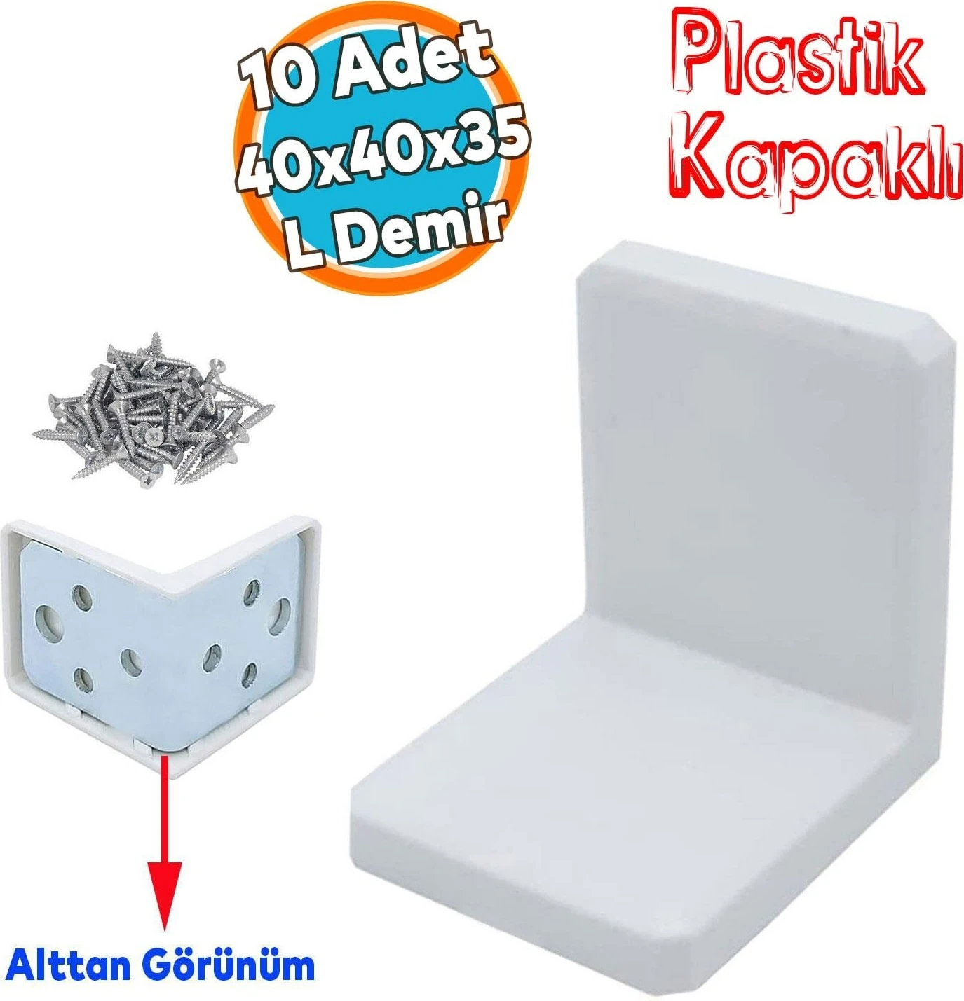 (10 Adet) Mobilya Dolap Askı Elemanı Montaj Bağlantı Sabitleme Sabitleyici Demiri Beyaz 40X40X35 mm