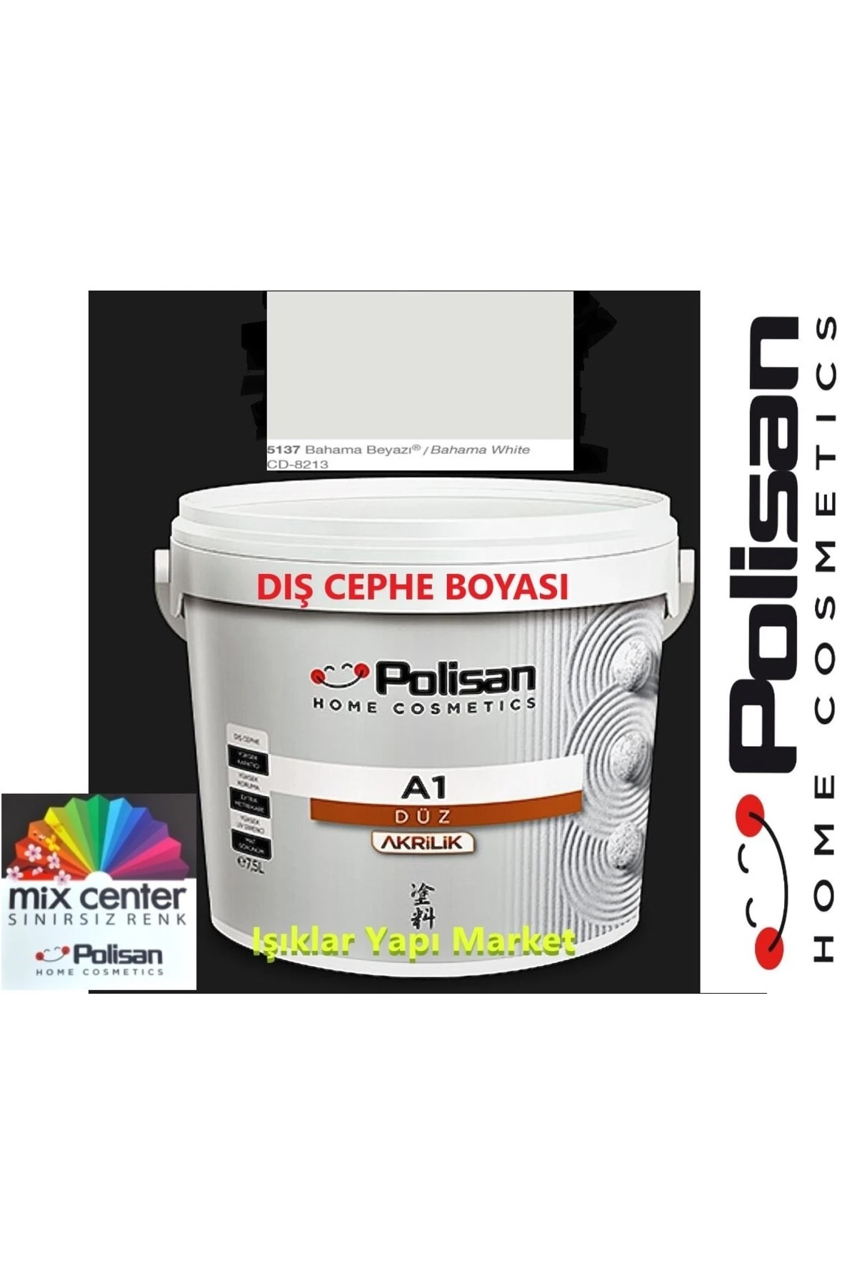 Dış Cephe Boyası-a1 Akrilik Düz-15litre(20KG.)-cd-8213 Bahama Beyazı