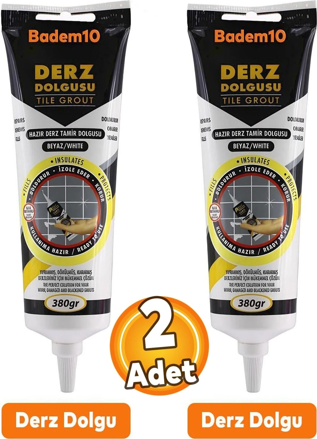 (2 Adet) Fayans Arası Beyaz Hazır Derz Boyama Dolgusu