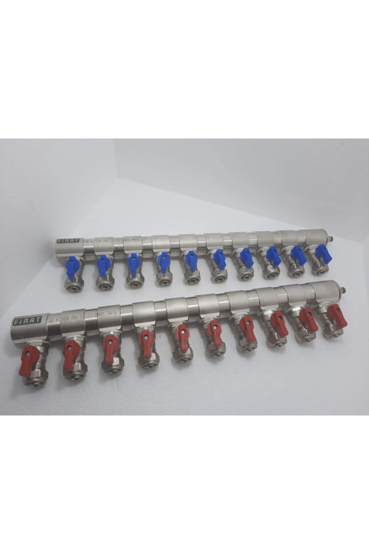 1"mini Küresel Vanalı 10 Çıkışlı Kollektör Takımı Kırmızı Mavi