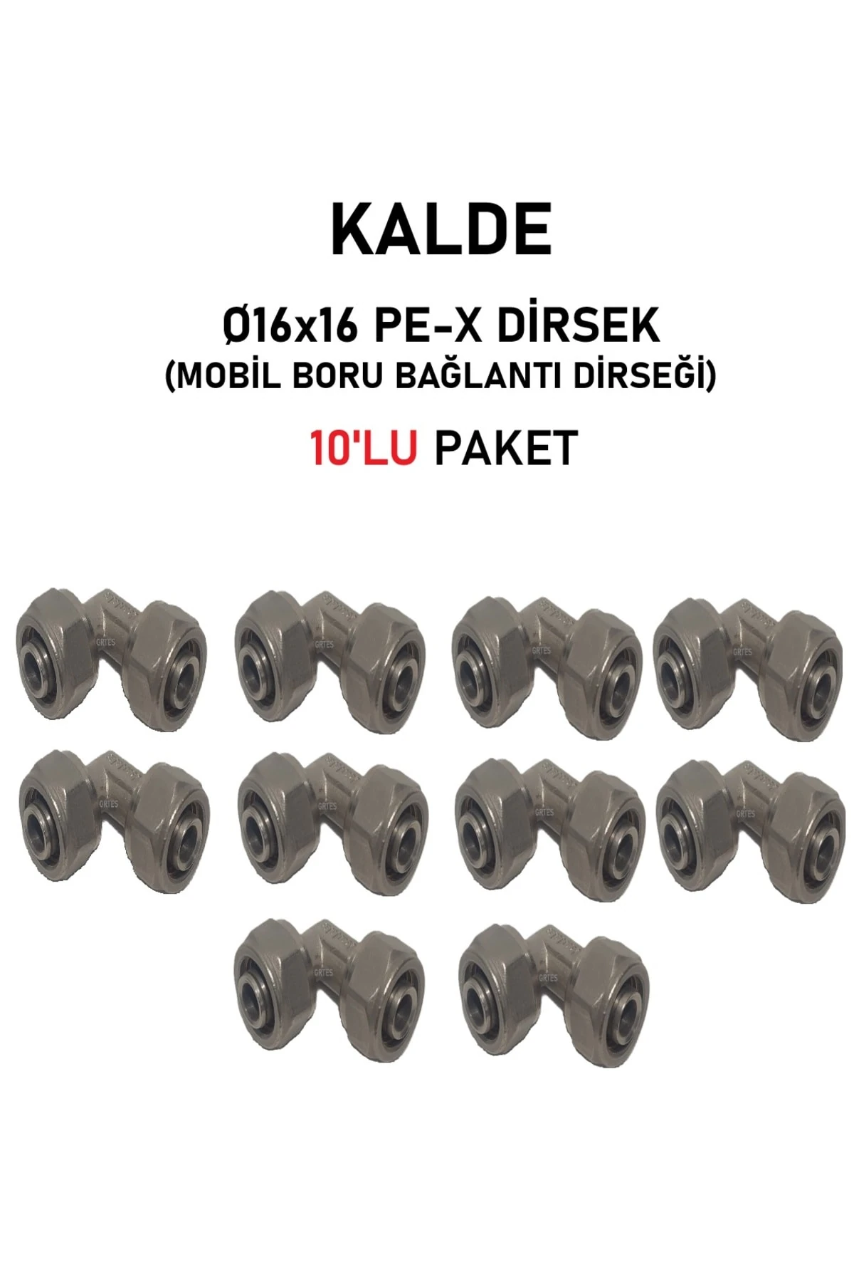 (10'lu Paket) Ø16x16" Sabit Uçlu Pex Dirsek (Mobil Boru Bağlantı Dirseği)