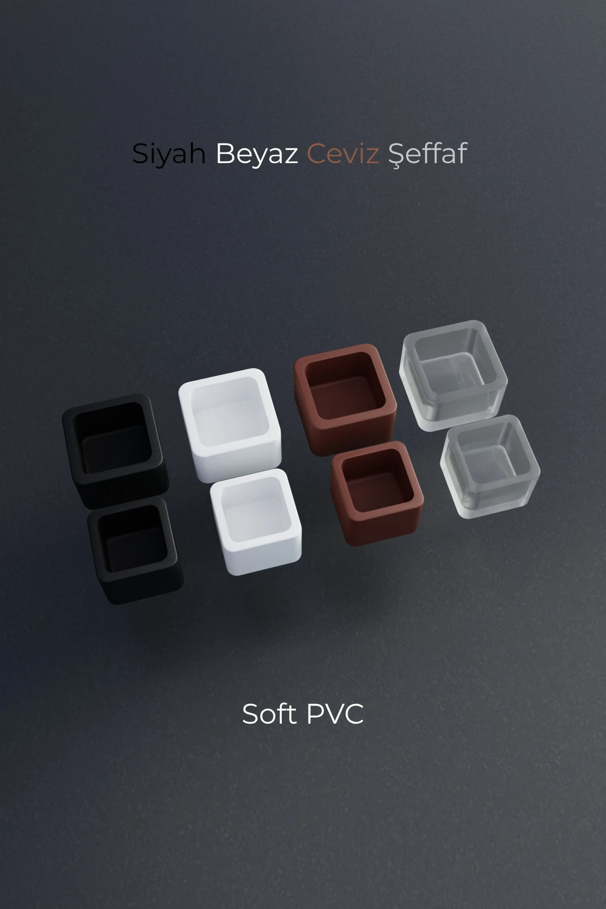 30x30 mm 4’lü Şeffaf Kare Kaymaz Sandalye Ayak Pabucu – Sessiz ve Parke Koruyucu