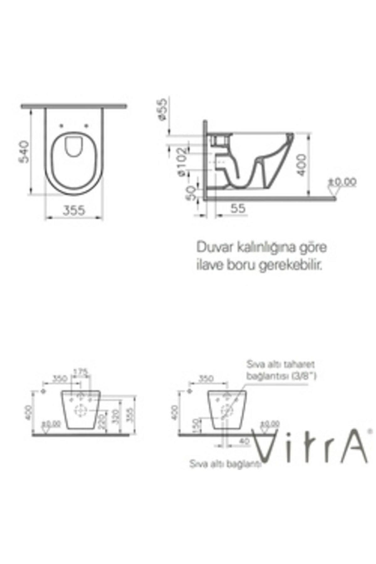 Integra Rim-Ex Asma Klozet-Beyaz Taharet Borusuz, 7062L003-0075